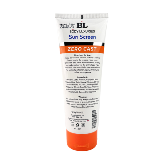 Body Luxuries Sunscreen Zero Cast Cloud Matte SPF60 125gm pack